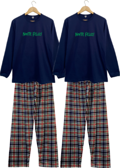 Pijama Menino Longo NATAL XADREZ NOITE FELIZ - comprar online