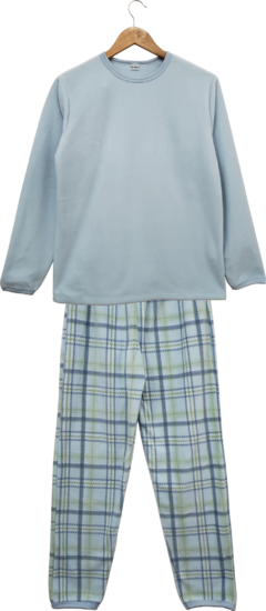 Pijama menino longo Microsoft Xadrez Azul