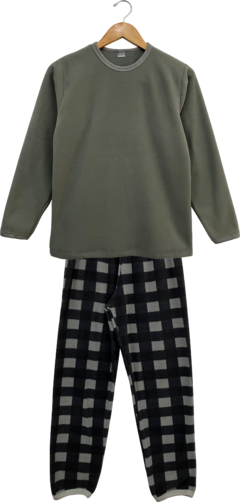Pijama Masculino longo Microsoft Xadrez Cinza
