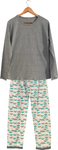 Pijama menina longo Nuvem Cinza - comprar online