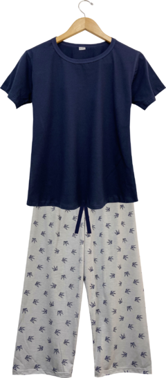 Pijama Feminino Capri Coroa Marinho