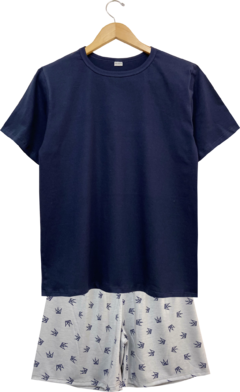 Pijama Masculino Curto Coroa Marinho