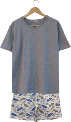 Pijama Masculino Curto Skate Cinza