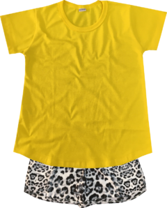 Pijama Menina Curto Oncinha Amarelo - comprar online
