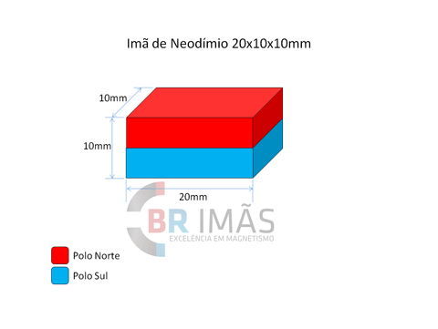 Imã Neodímio N35 20x10x10mm - Bloco - comprar online