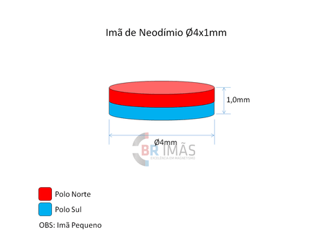 Imagem do Imã Neodímio N35 Ø4x1mm - Disco