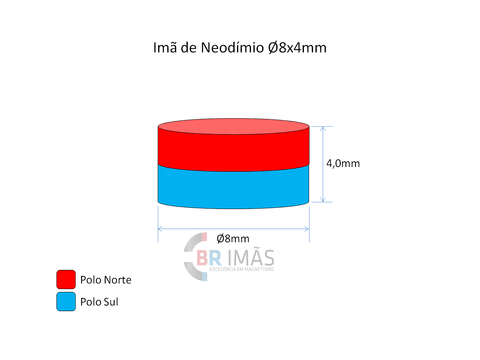 Imagem do Imã Neodímio N35 Ø8x4mm - Disco