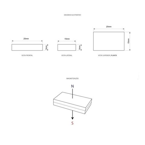 Imã Neodímio N35 25x15x5mm - Bloco - comprar online