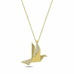 Collar Origami Fénix con zircones en plata 925 con baño de oro MOD:N90151 APM