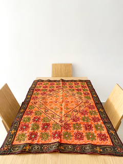 Carpeta rectangular bordada de colores de la India 120 x 85cm - Tejido Rombo APM75000