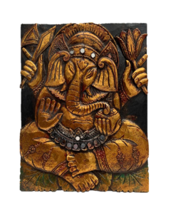 Cuadra Ganesh en madera - Dorado APM78000