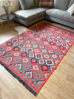 Tapete Kilim Diseño Antep 250x160 cm - Dodurga Turquesa con naranja APM149600 - buy online