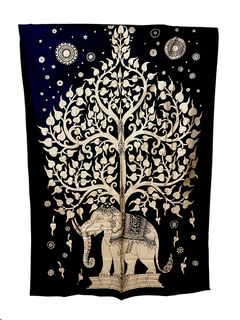 Mandala Sencilla Estampada Dorada - Elefante y Arbol 140x210 APM39000 en internet