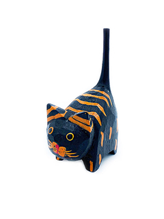 Gato en madera negro con rayas - comprar online