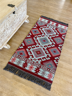 Tapete Kilim Diseño Antep 120x60 cm - Gobeklitepe Turquesa con naranja APM25900 (copia) (copia) (copia) (copia) (copia)