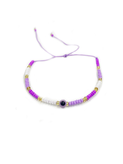 Pulsera chaquiritas con ojo turco - Violeta APM4300