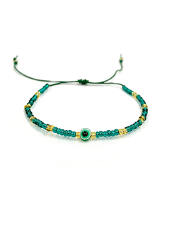 Pulsera chaquiritas Feride con ojo turco - Verde APM2500