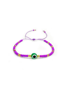 Pulsera chaquiritas con ojo turco - Morado APM4300