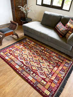 Tapete Kilim Diseño Antep 120x180 cm - Kayi Turquesa con naranja APM79500 (copia)