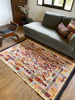 Tapete Kilim Diseño Antep 120x180 cm - Kayi Turquesa con naranja APM79500 (copia) - buy online