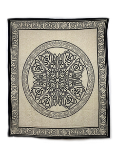 Mandala Doble de la India Pintada a Mano 210cm x 240cm - Beige con Negro APM58500 - buy online