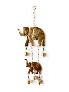 Móvil metal de la India - 2 elefantes, 5 campanas DAPM40000