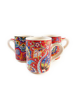 Mug en cerámica hecho y pintado a mano - Rojo APM21000 - Hecho en Turquía