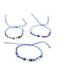 Pulsera Hilo Azul - Tres Ojos Turcos Con Nudos Multicolor APM2500 - comprar online