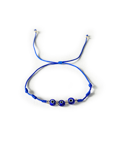 Pulsera Hilo Azul - Tres Ojos Turcos Con Nudos APM2500