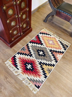 Tapete Kilim Diseño Ushak 90x60 cm - Anatolia multicolor APM25596 en internet