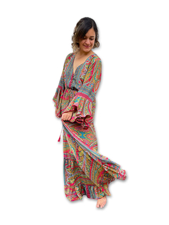 Vestido Delhi en seda de la India con Botones APM97000 - comprar online