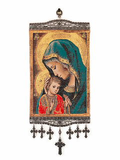 Vitela de pared grande - La Virgen y El Niño - Verde APM45000 - comprar online