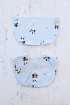 SET BABERO Y BABITA PANDA CELESTE - BROTECITOS (BROSET2-PC)