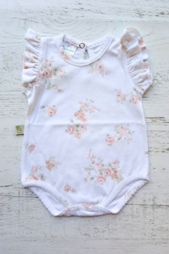 BODY SM JERSEY C/ VOLADO EN HOMBRO FLORCITAS BLANCO - BROTECITOS (BROBOV02-01)