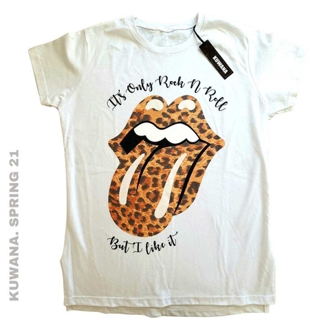 Remera Stone Print Glitter White (M)