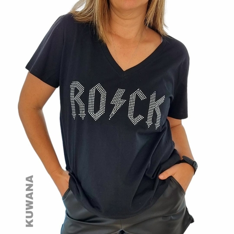 Remera V Oversize XL ROCK Black Kuwana Shop