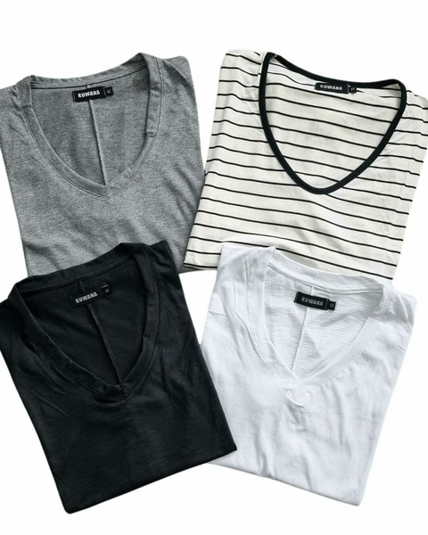 PACK X4 Remeras ( M al XL) BASICS RAYADO