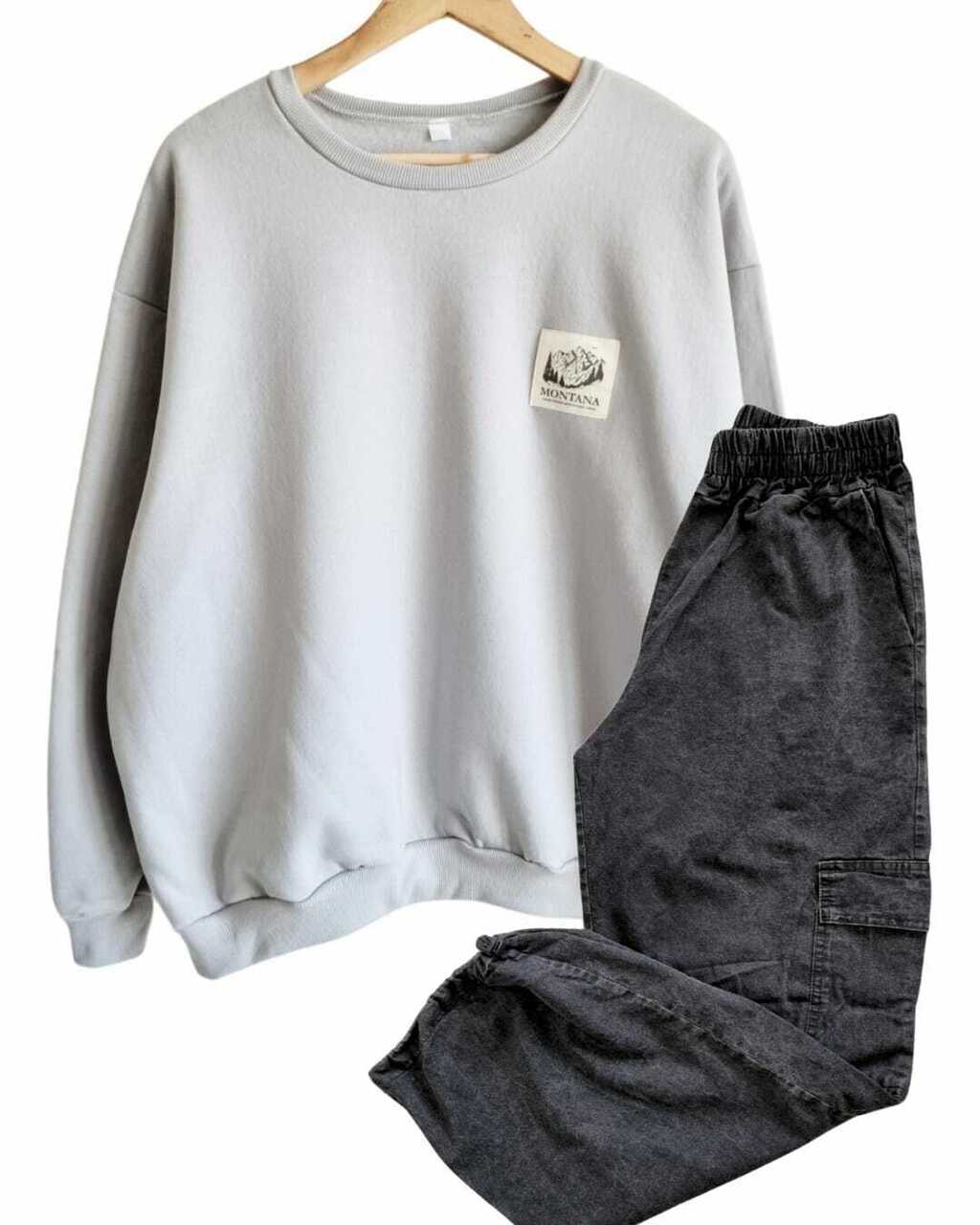SET Buzo MONTANA FRIZA CARGO ANCHO DENIM BLACK 40 al 48