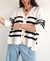 Cardigan Bremer Oversize RAYADO PRUNE WHITE (XL/XXL)