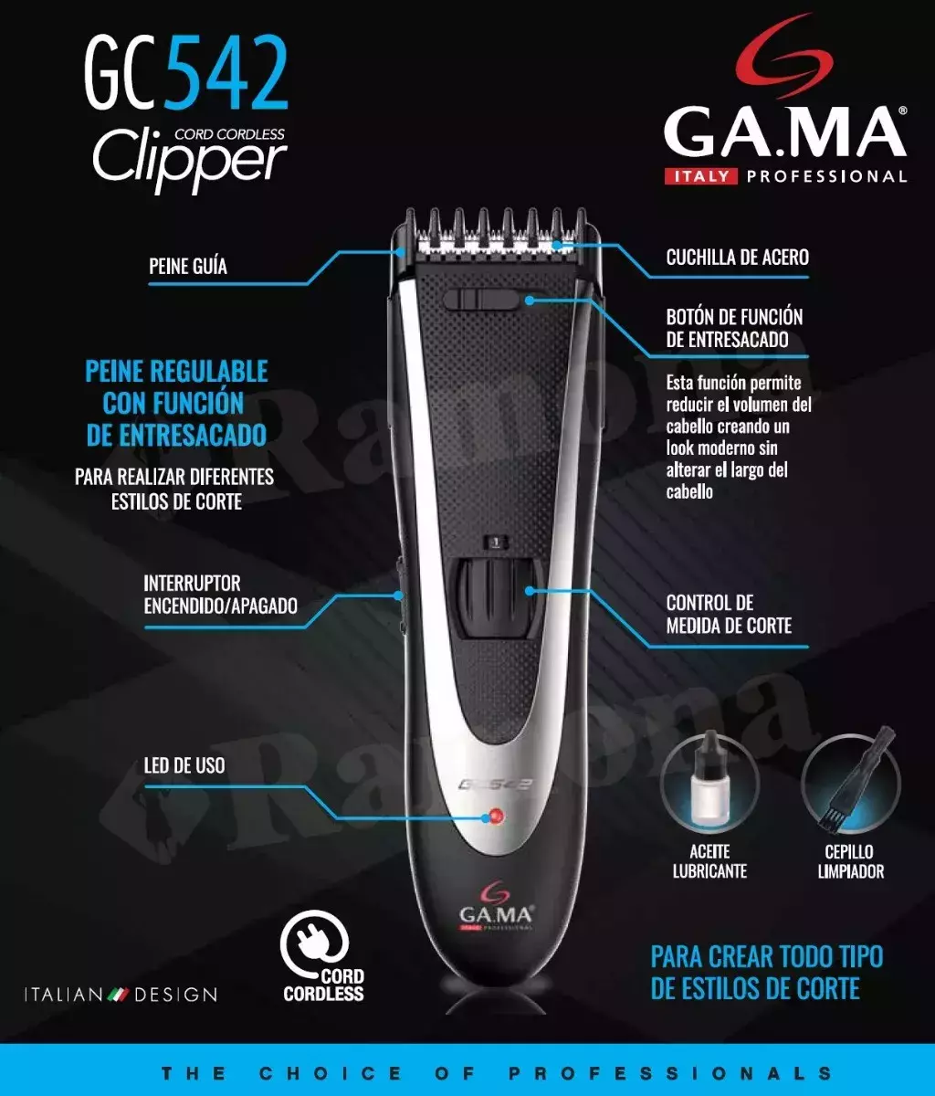 Cortadora de pelo gama italy gc layer negra 110V 220V