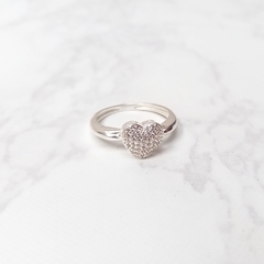 Anillo corazón bombé con micropave Plata 925 - comprar online