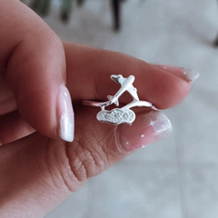 Anillo avion con nubecita micropave Plata 925
