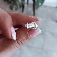 Anillo cinto con cubic en agujeritos Plata 925