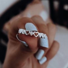 Anillo corazones calados con cubics Plata 925 en internet