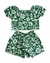 Conjunto Infantil Feminino Blusa + Short Floral Verde Kyly