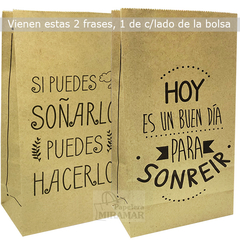 Bolsas sin manijas frases 12 x 24 x 07 cm - tienda online