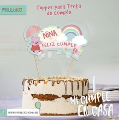 Cake topper Peppa Pig y arcoiris