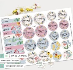 Tags y Stickers Día de la madre Flores del bosque - Pirulero