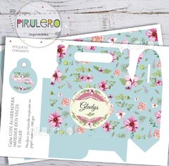 Kit imprimible Shabby chic Acqua rayas y flores - comprar online