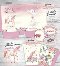 Imagen de Kit imprimible Unicornios y Flores